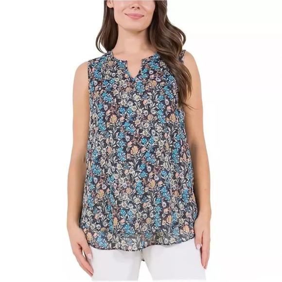 Cristina B Women’s Sleeveless Tunic V-Neck Flowy Double Layer Tank - Picture 1 of 12
